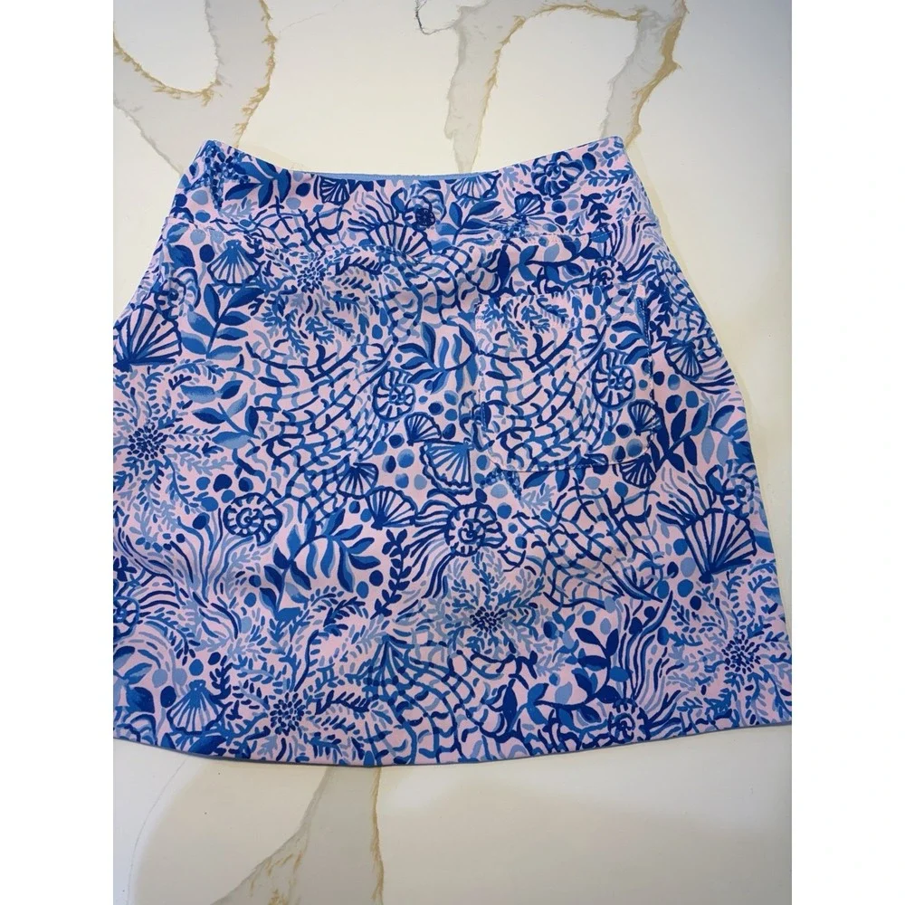 Lilly Pulitzer Luxletic Pink Blue Seashell Skirt  Women's Size 0 NWOT